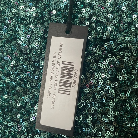NWT BL^NK LONDON X ANTHROPOLOGIE Cerro Seafoam Sequin Mini Dress Size Small - Picture 7 of 9